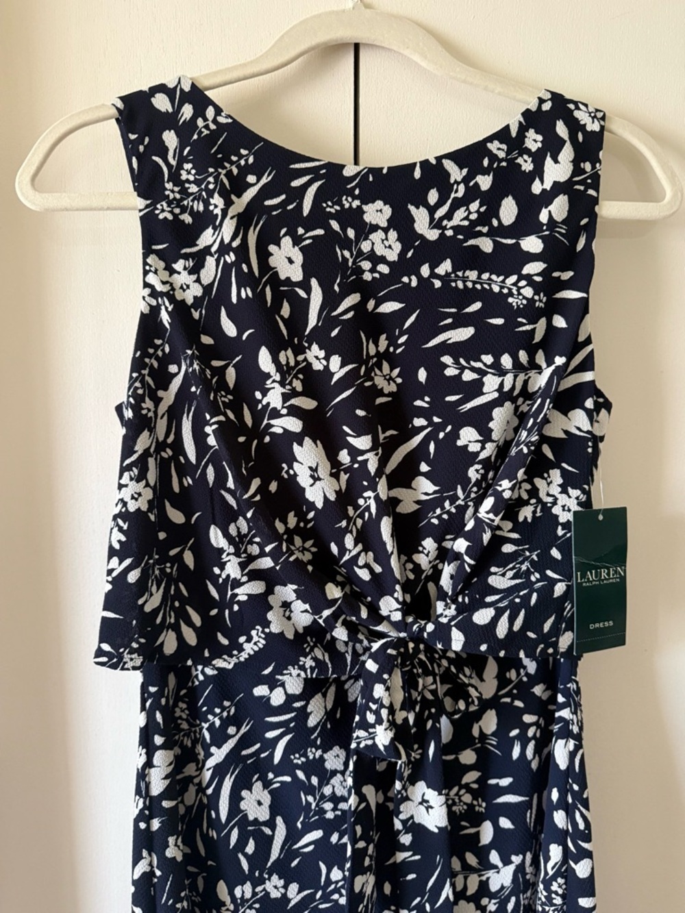 NWT Lauren Ralph Lauren Sleeveless Navy & White Floral Midi Maxi Dress Sundress - Picture 5 of 10